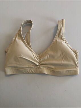 PChee Bum Beige Ruched Front Sports Bralette Size S